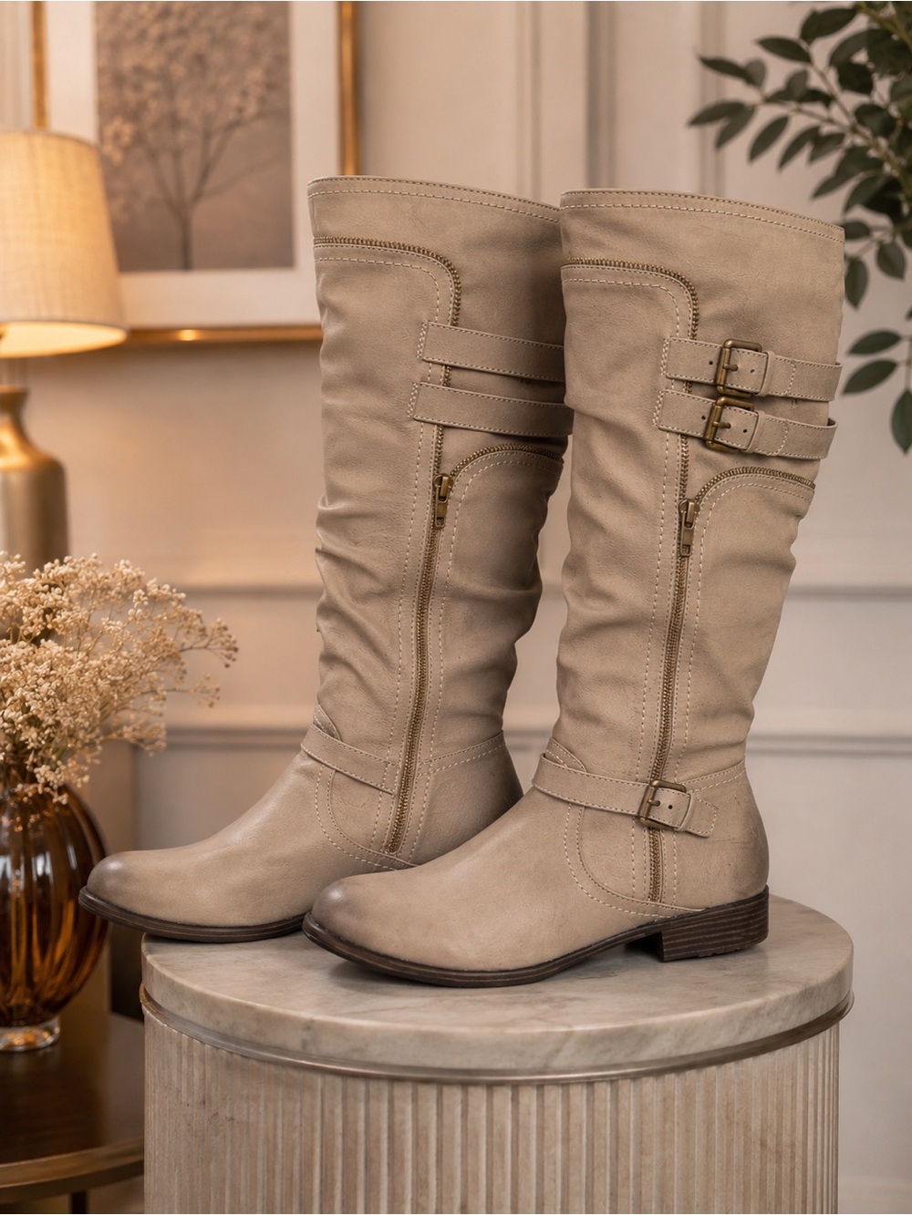 White Mountain Taupe Knee-High Boots Size 10